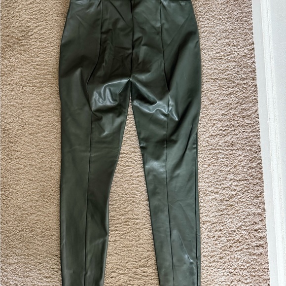LOFT Faux Leather Leggings in Olive Green - Picture 2 of 3